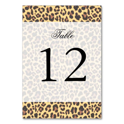 Leopard Print Animal Skin Muster Tischnummer (Vorderseite)