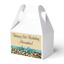 Leopard Print Aqua Blue Bow Girls Womens Birthday