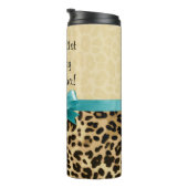 Leopard Print Aqua Blue Bow Girls Womens Birthday Thermosbecher (Nach rechts gedreht)