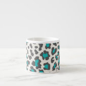 Leopard Print Aqua, grau, weiß Espressotasse (Vorderseite)