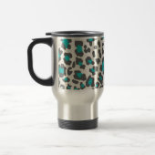 Leopard Print Aqua, grau, weiß Reisebecher (Links)