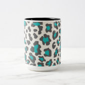 Leopard Print Aqua, grau, weiß Zweifarbige Tasse (Mittel)