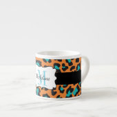 Leopard Print Aqua Orange Black Espresso Tasse (Vorderseite Rechts)