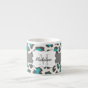 Leopard Print Aqua White Gray Espresso Tasse