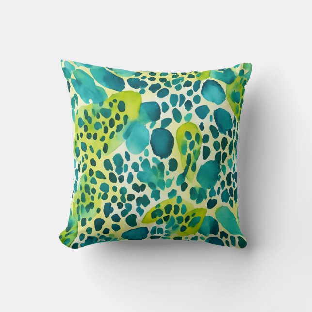 Leopard Print Aquamarin Blue Green Animal Print Kissen (Vorderseite)