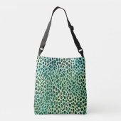Leopard Print Aquamarin Blue Green Animal Print Tragetaschen Mit Langen Trägern (Rückseite)