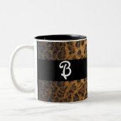 Leopard Print B Monogram Initials Merchandise Zweifarbige Tasse (Links)