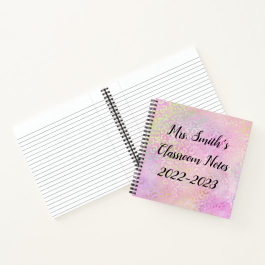 Leopard Print Back to School Monogram Notebook Notizblock (Innenseite)