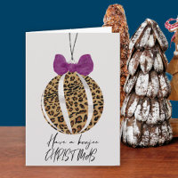 Leopard Print Bauble Lila Bow Boujee Weihnachten