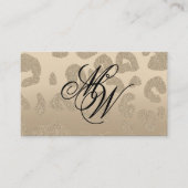 Leopard Print Beige Monogram Visitenkarte (Vorderseite)