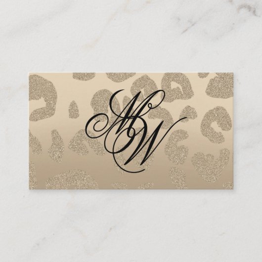 Leopard Print Beige Monogram Visitenkarte (Vorderseite)