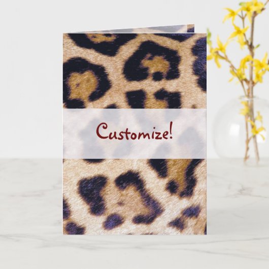 Leopard Print Big Cat Real Fur Design Karte (Gelbe Blume)