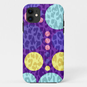 Leopard Print Big Polka Dots   Lila Gelbes Aqua Case-Mate iPhone Hülle