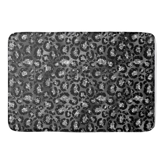 Leopard Print Black and Silver Gray Badematte (Vorderseite)