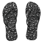 Leopard Print Black and Silver Gray Badesandalen (Fußbett)