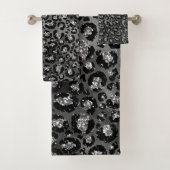 Leopard Print Black and Silver Gray Bath Handtuch Badhandtuch Set (Insitu)