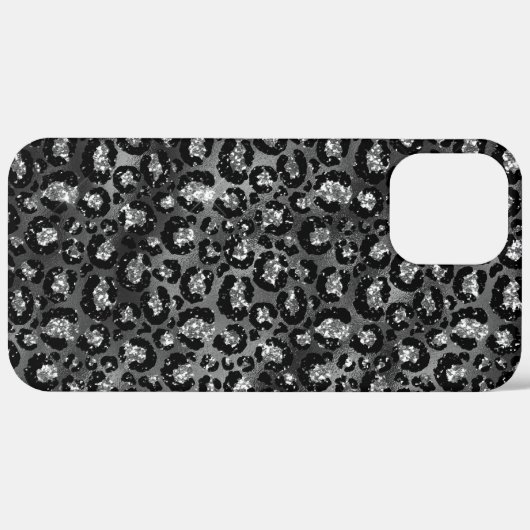 Leopard Print Black and Silver Gray Case-Mate iPhone Hülle (Rückseite / Rechts)