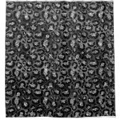 Leopard Print Black and Silver Gray Duschvorhang (Vorderseite)