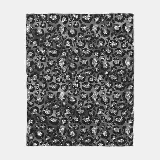 Leopard Print Black and Silver Gray Fleecedecke (Vorderseite)