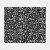 Leopard Print Black and Silver Gray Fleecedecke (Vorderseite (Horizontal))