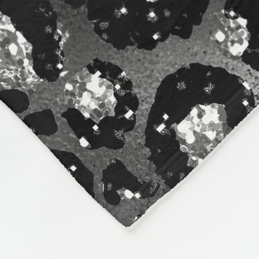 Leopard Print Black and Silver Gray Fleecedecke (Ecke)
