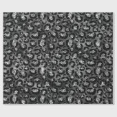 Leopard Print Black and Silver Gray Geschenkpapier (Flach)