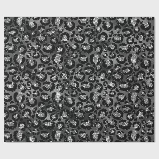 Leopard Print Black and Silver Gray Geschenkpapier (Flach)