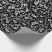Leopard Print Black and Silver Gray Geschenkpapier (Ecke)