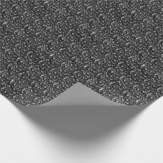 Leopard Print Black and Silver Gray Geschenkpapier (Ecke)