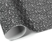 Leopard Print Black and Silver Gray Geschenkpapier (Rolleneckpunkt)