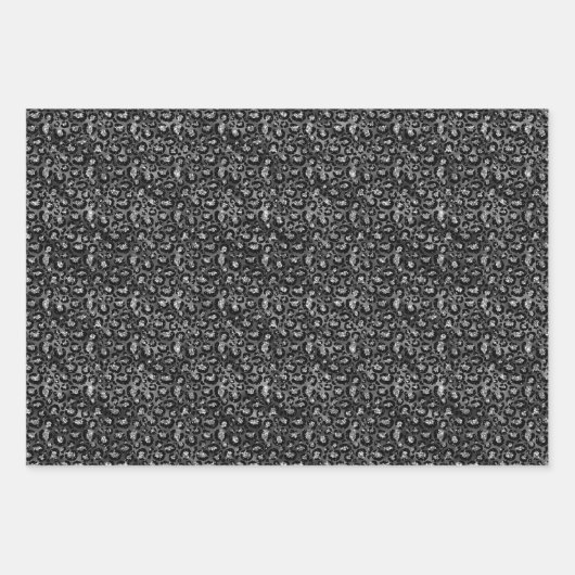 Leopard Print Black and Silver Gray Geschenkpapier Set (Vorderseite 3)