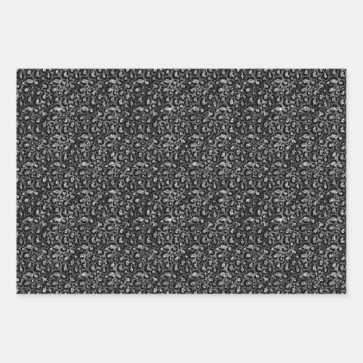 Leopard Print Black and Silver Gray Geschenkpapier Set (Vorderseite 2)