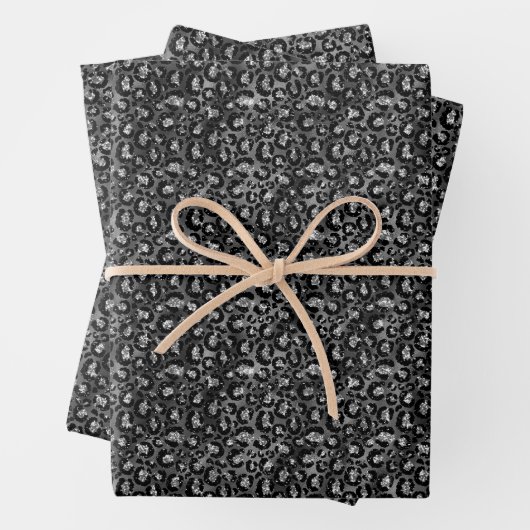 Leopard Print Black and Silver Gray Geschenkpapier Set (Beispiel)