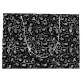 Leopard Print Black and Silver Gray Große Geschenktüte (Rückseite)