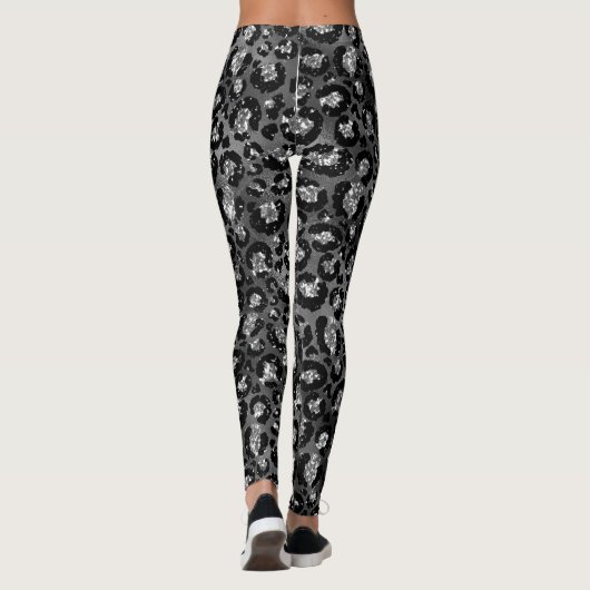 Leopard Print Black and Silver Gray Leggings (Rückseite)