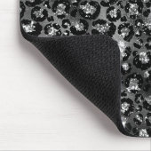 Leopard Print Black and Silver Gray Mousepad (Ecke)