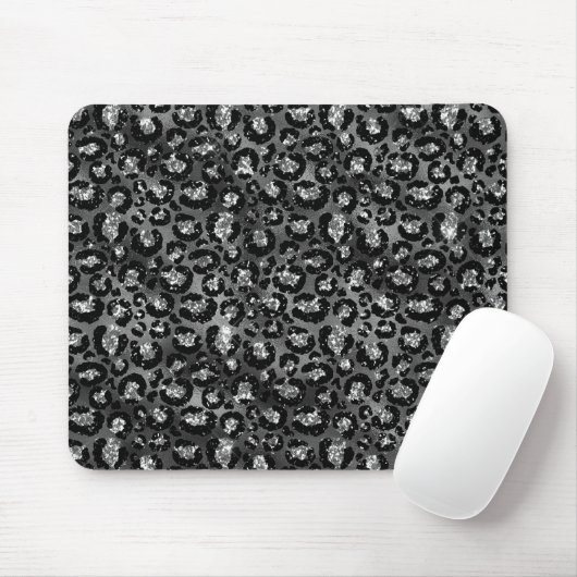 Leopard Print Black and Silver Gray Mousepad (Mit Mouse)