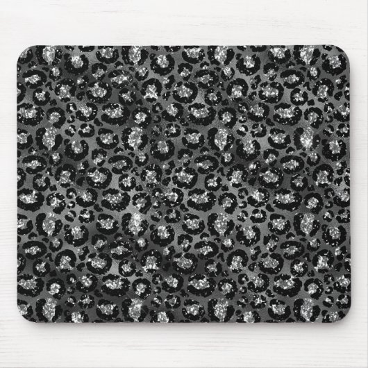 Leopard Print Black and Silver Gray Mousepad (Vorne)