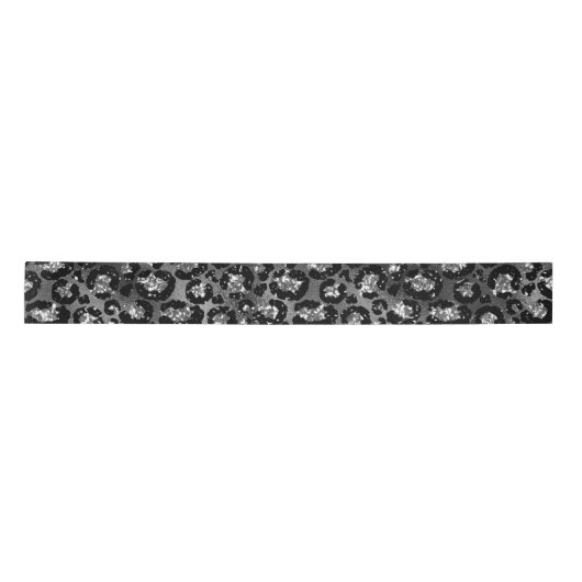 Leopard Print Black and Silver Gray Satinband (Vorderseite)