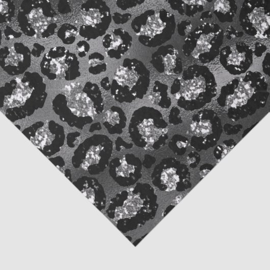 Leopard Print Black and Silver Gray Seidenpapier (Detail)