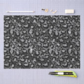 Leopard Print Black and Silver Gray Seidenpapier (Handwerk)