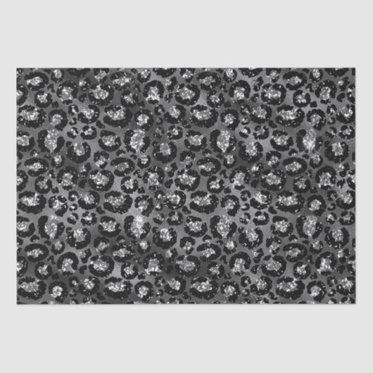 Leopard Print Black and Silver Gray Seidenpapier (Vorderseite)