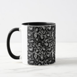 Leopard Print Black and Silver Gray Tasse