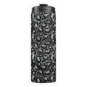 Leopard Print Black and Silver Gray Thermosbecher (Vorderseite)