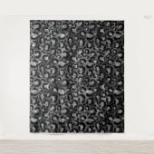 Leopard Print Black and Silver Gray Wandteppich (Vorderseite)