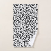 Leopard Print Black and White Badhandtuch Set (Handtuch)