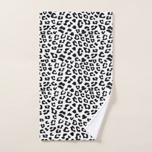 Leopard Print Black and White Badhandtuch Set (Handtuch)