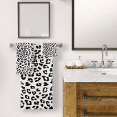 Leopard Print Black and White Badhandtuch Set