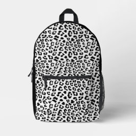 Leopard Print Black and White Bedruckter Rucksack