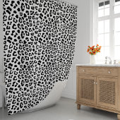 Leopard Print Black and White Duschvorhang